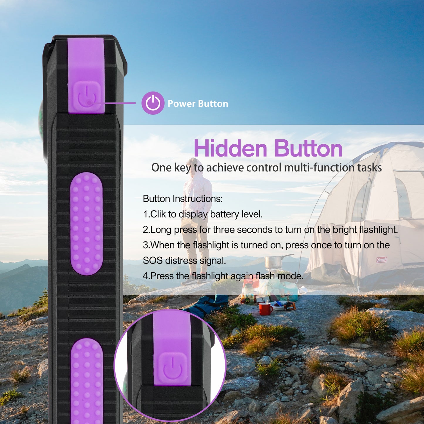 BAOKALER 30000mAh Solar Charger for Cell Phone iPhone, Portable Solar Power Bank with Dual 5V USB Ports, 2 Led Light Flashlight, Compass Battery Pack for Outdoor Camping Hiking(Purple)