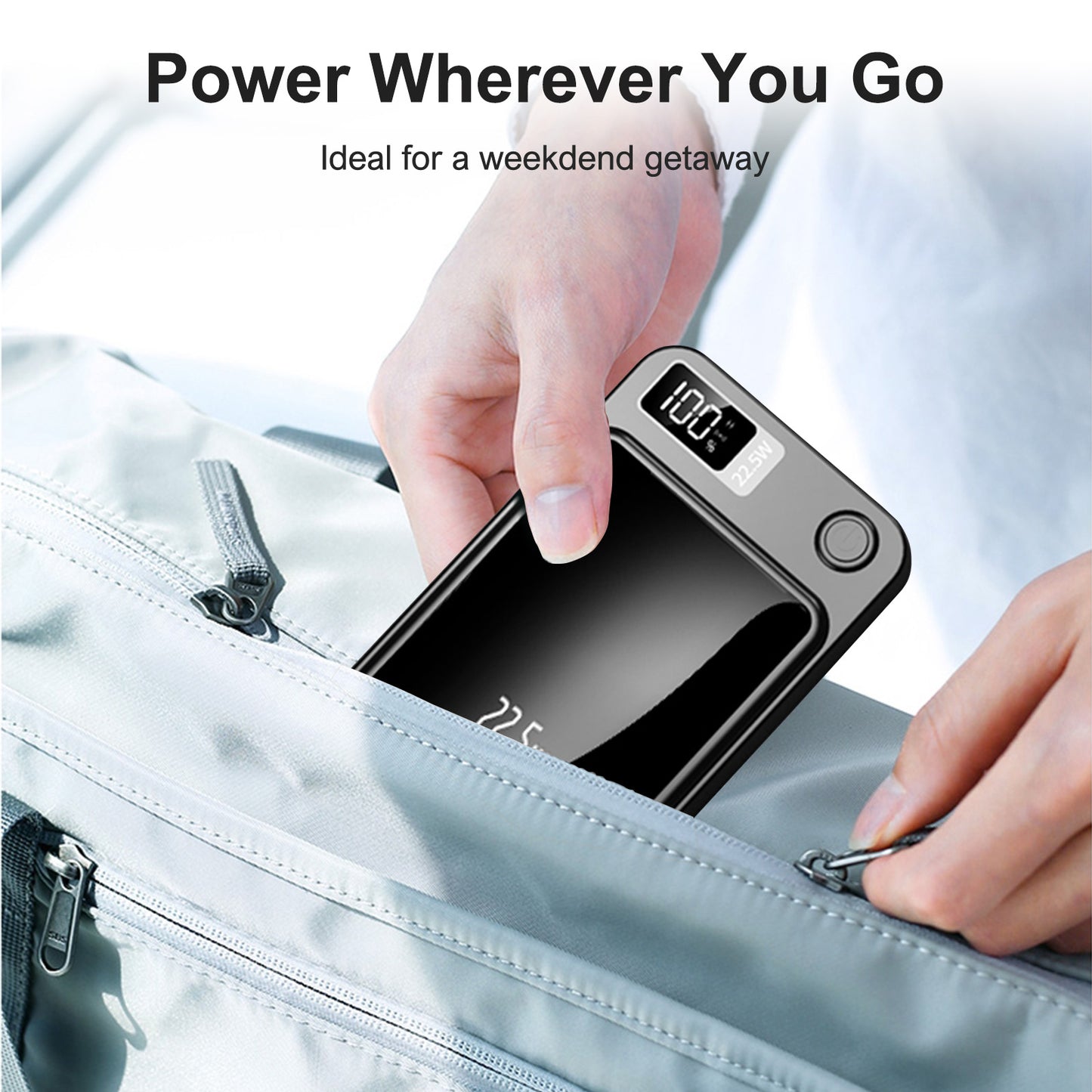 10000mAh Magnetic Mini Power Bank, Magnetic Portable Charger, 20W Fast Wireless Charging, with LED Display, Compatible with iPhones, Black