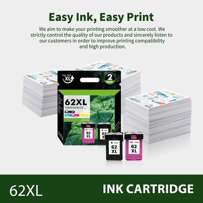 62XL Ink Cartridge Compatible for HP 62 Black Ink Cartridge HP Ink 62 for Envy 5660 7645 7640 5740 OfficeJet 250 Printer Ink 62 Combo Pack