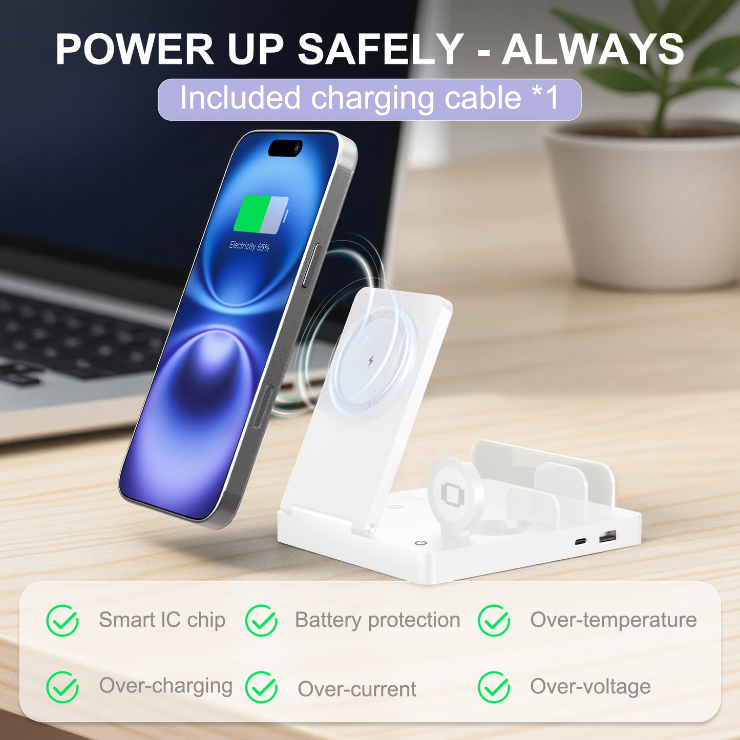 Charging Station, 5 in 1 Wireless Charger Compatible with iPhone 17 16 15 14 13 12, Charging Dock for AirPods 4 3 2 1, for iWatch, for iPad, White