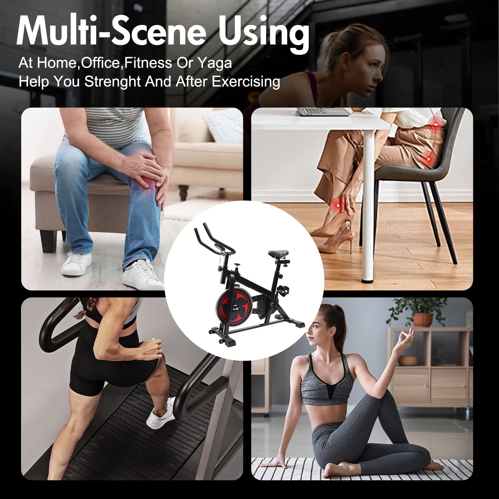 Amstech Exercise Bike with Magnetic Resistance, Quiet Belt Drive, Heavy Flywheel, Stationary Cycling Bike with Comfortable Seat Cushion & Enhanced LCD Monitor for Home Office Workouts