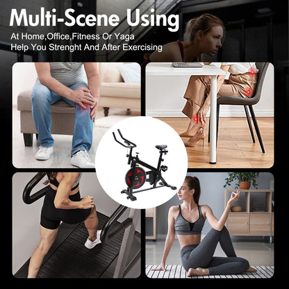 Amstech Exercise Bike with Magnetic Resistance, Quiet Belt Drive, Heavy Flywheel, Stationary Cycling Bike with Comfortable Seat Cushion & Enhanced LCD Monitor for Home Office Workouts