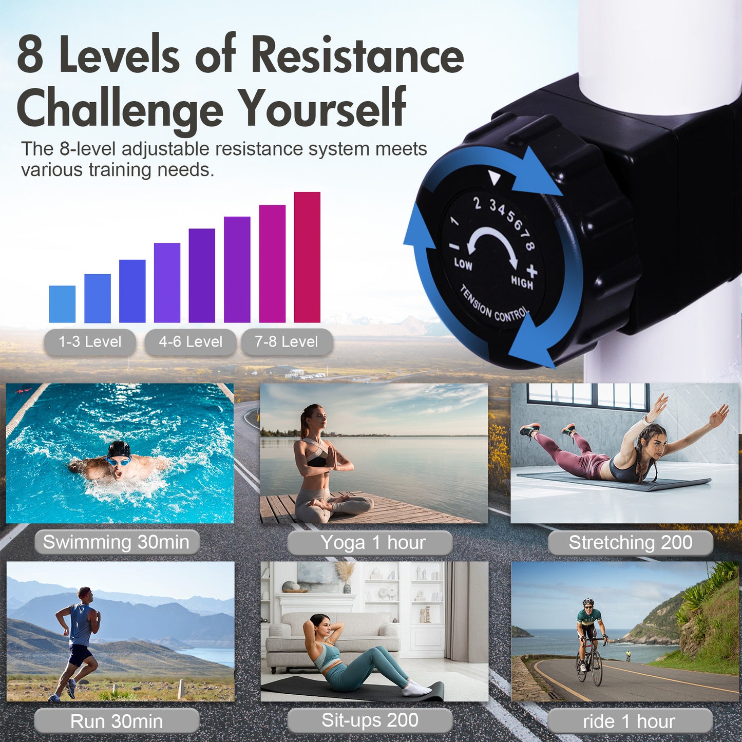 Amstech Elliptical Machine 8 Levels Resistance, Elliptical Trainers with LCD Monitor, Smooth Quiet Cardio Elliptical Machine Cross Trainer for Home Exercise Workout Equipment