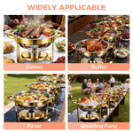 Charger l'image dans la galerie, Round Half-Gold Plated Stainless Steel Chafing Dish with Stainless Steel Lid, Buffet Warmer Set, 4-Pack, for Home Gatherings, Christmas Parties, Catering Events
