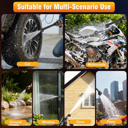 900PSI Cordless Pressure Washer, 3.0GPM Portable Power Washer with 6-in-1 Adjustable Nozzle, Power Cleaner with 16.4ft Hose for Cars/Patios, 2 Battery, Charger Included