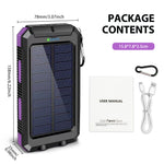Lade das Bild in den Galerie-Viewer, BAOKALER 30000mAh Solar Charger for Cell Phone iPhone, Portable Solar Power Bank with Dual 5V USB Ports, 2 Led Light Flashlight, Compass Battery Pack for Outdoor Camping Hiking(Purple)
