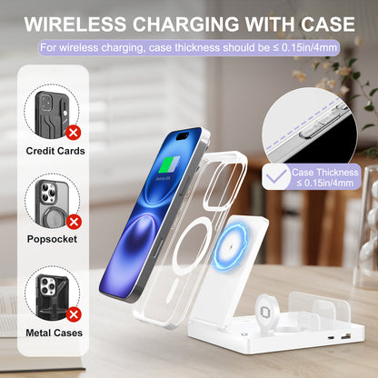 Charging Station, 5 in 1 Wireless Charger Compatible with iPhone 17 16 15 14 13 12, Charging Dock for AirPods 4 3 2 1, for iWatch, for iPad, White