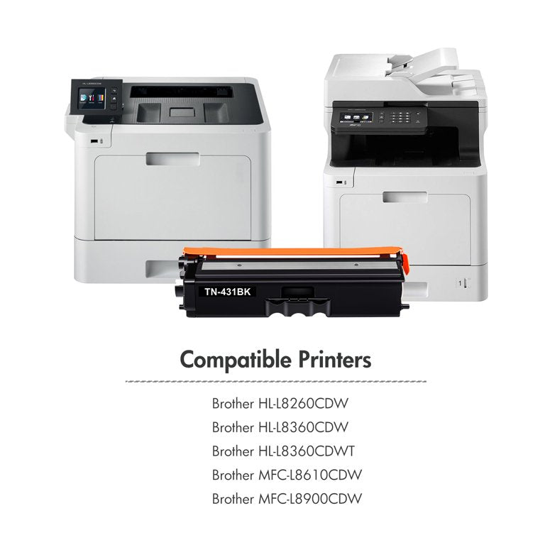 Amstech 5-Pack Compatible Toner for Brother TN431 TN-431 TN433 TN431BK TN431C TN431Y TN431M Toner for HL-L8260CDW L8360CDW L8360CDWT MFC-L8610CDW L8900CDW Printer
