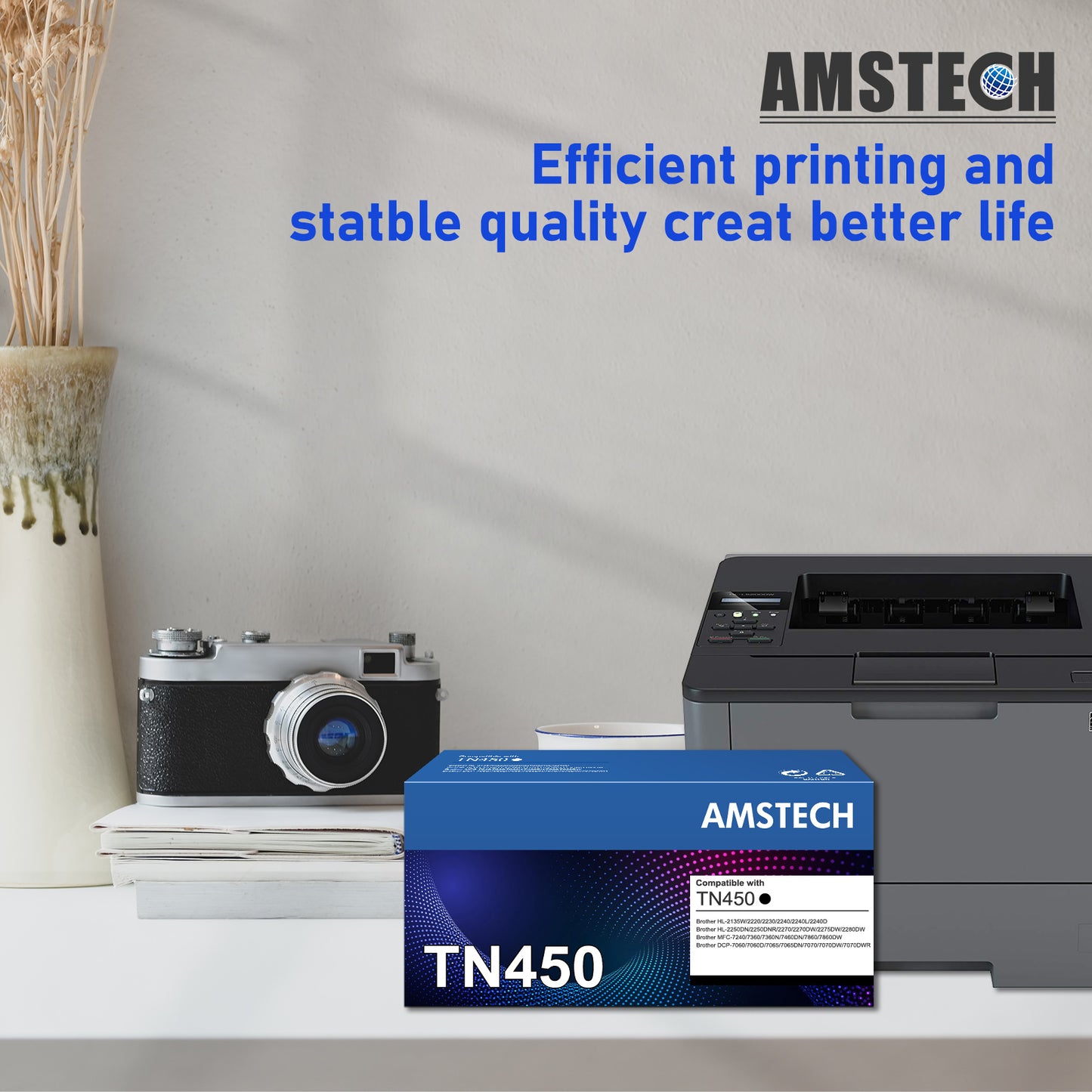 Amstech 3-pack Compatible Toner Replacement for Brother TN450 TN420 TN-450 TN-420 Compatible with HL-2270DW HL-2280DW HL-2230 HL-2240 MFC-7360N MFC-7860DW DCP-7065DN Intellifax 2840(Black)