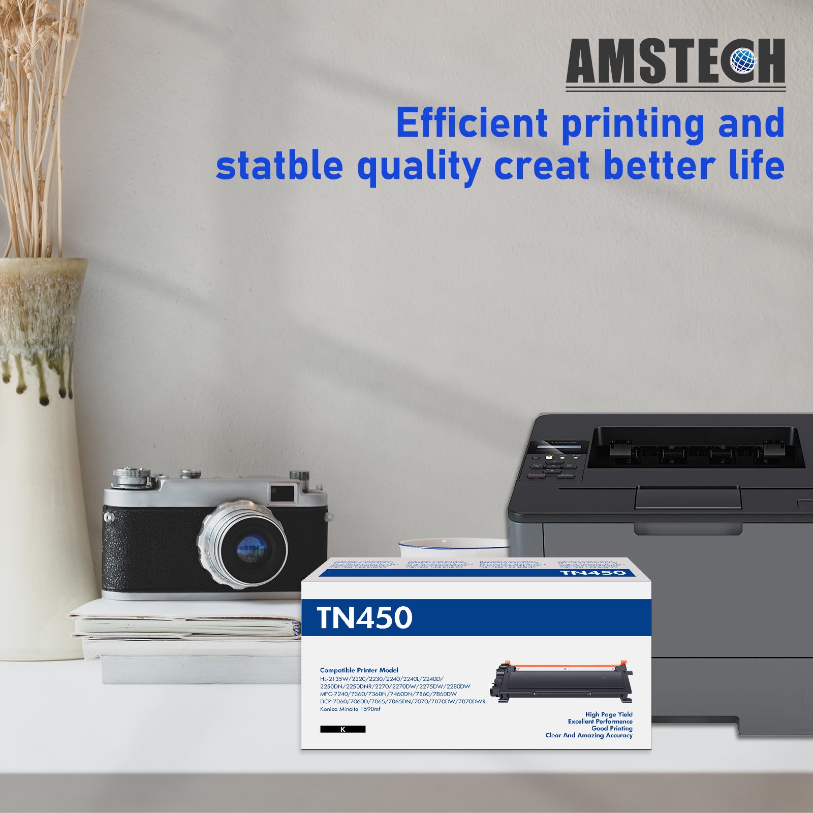 TN450 Toner Cartridge Black Compatible for Brother TN450 TN-450 TN420 TN-420 HL-2270DW HL-2280DW HL-2240 MF7860DW MFC-7360N DCP-7065DN MFC7860DW Intellifax 2840 2940 Printer Ink (4-Pack)