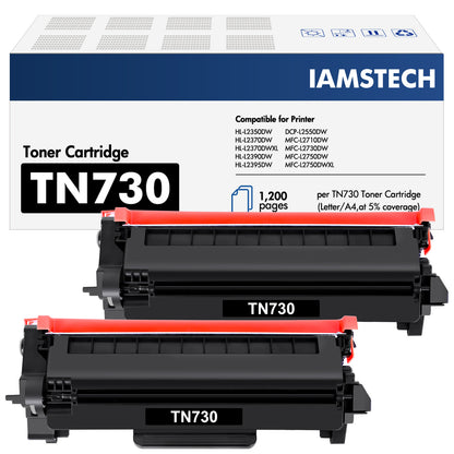 TN730 Toner Cartridge Replacement for Brother TN-730 TN760 HL-L2350DW MFC-L2710DW DCP-L2550DW Laser Printer Toner Ink (Black, 2-Pack)