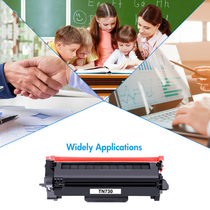TN730 Toner Cartridge Replacement for Brother TN-730 TN760 HL-L2350DW MFC-L2710DW DCP-L2550DW Laser Printer Toner Ink (Black, 2-Pack)