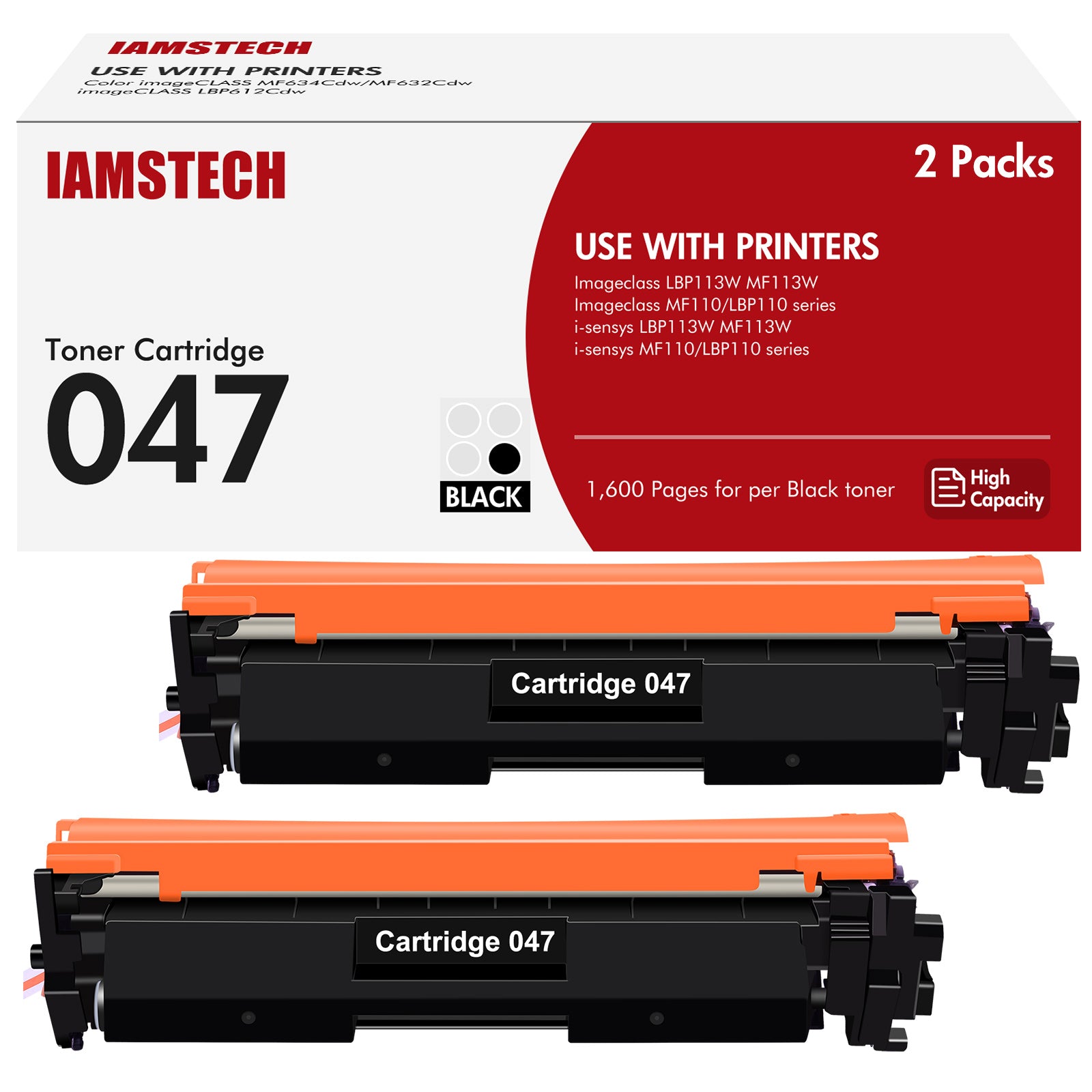 047 Black Toner Cartridge Compatible for Canon 047 Cartridge 047 CRG047 CRG-047 ImageCLASS MF113W LBP113W i-SENSYS MF113W LBP113W 2-Pack