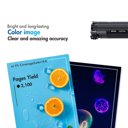 78A CE278A Black Ink Toner Cartridges for HP 78A Laserjet MFP HP LaserJet M1536 MFP M1536DNF P1560 P1566 P1606 P1606DN Printer compatible with 1606dn toner cartridge (CE278AD | Black, 2-Pack)