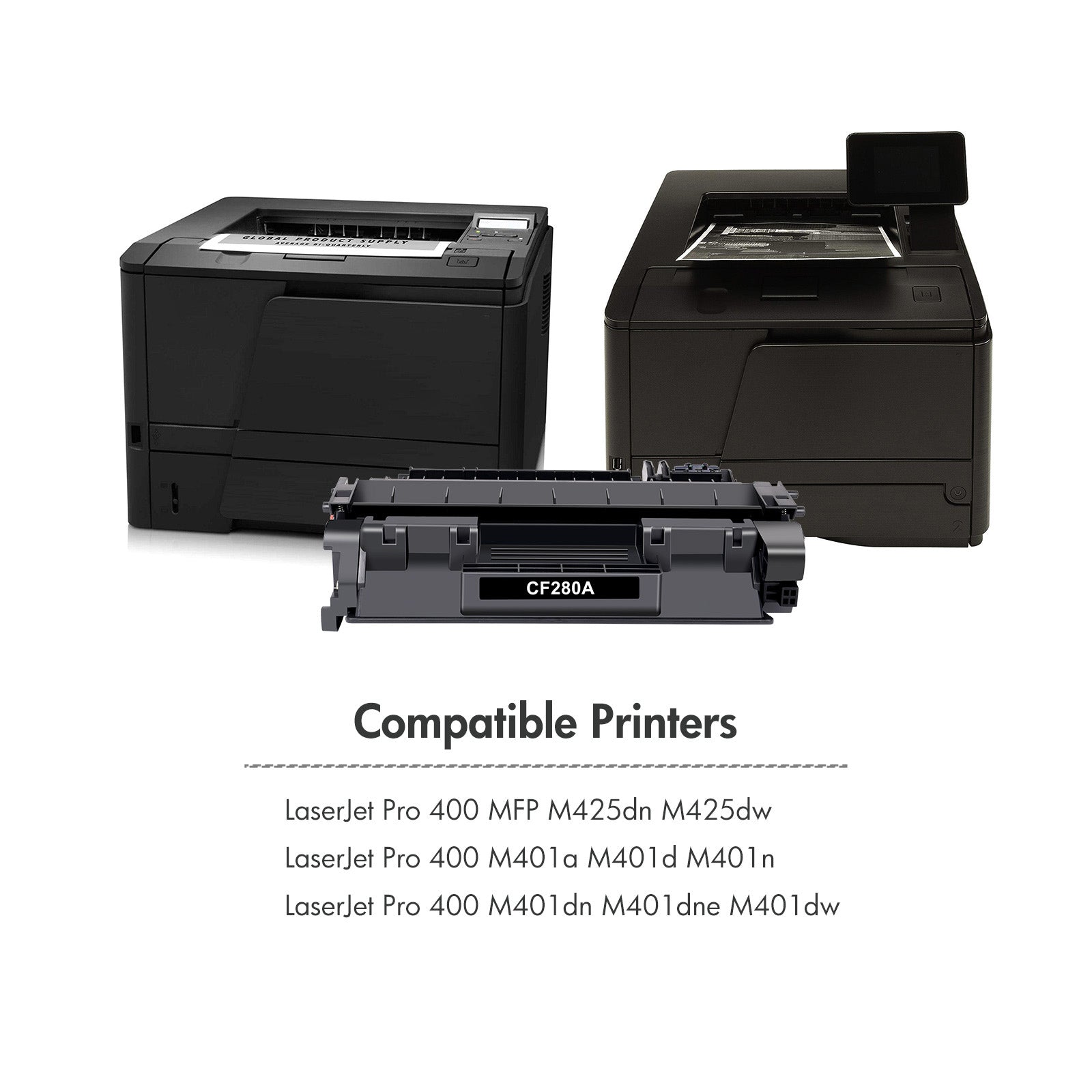 CF280A 2 Pack Black Toner 80A Ink Cartridge Compatible CF280D CF280XD Replacement for HP 80A CF280A 80X CF280X M401 M401dw Toner Cartridge for HP Pro 400 M401A M401D M401N M401DNE MFP M425DN Printer