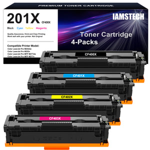 201X 201A CF400X Compatible Toner for HP CF400X CF401X CF402X CF403X Pro M252dw M252n MFP M277n M277dw M277c6 M274n Printers (Black Cyan Magenta Yellow, 4-PACK)