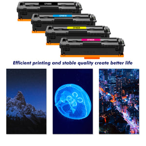 201X 201A CF400X Compatible Toner for HP CF400X CF401X CF402X CF403X Pro M252dw M252n MFP M277n M277dw M277c6 M274n Printers (Black Cyan Magenta Yellow, 4-PACK)