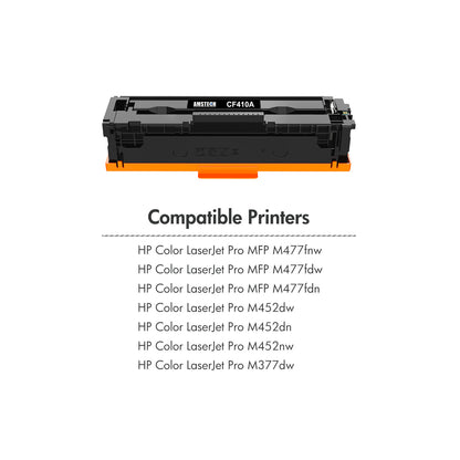 410A Toner Cartridge Compatible for HP 410A 410X CF410A CF410X Color Laserjet Pro MFP M477fnw M477fdw M477fdn M452dn M452nw M477 M452 M377 Printer Ink (Black Cyan Yellow Magenta, 4-Pack)