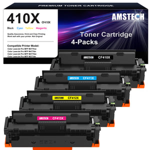 410X Color Toner Cartridge Compatible for HP 410X CF410X 410A CF410A Laserjet Pro MFP M477fnw M477fdw M477fdn M452dn M452nw M452dw M477 M452 M377 Printer Ink (Black Cyan Yellow Magenta | 4-Pack )
