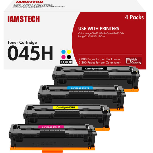 CRG 045 045H Toner Cartridge | Compatible Cartridge 045 045H for Canon CRG-045 045H MF634Cdw Toner for Canon Color ImageCLASS MF634Cdw MF632Cdw LBP612Cdw MF632 LBP612 Printer Ink (B/C/Y/M, 4-Pack)