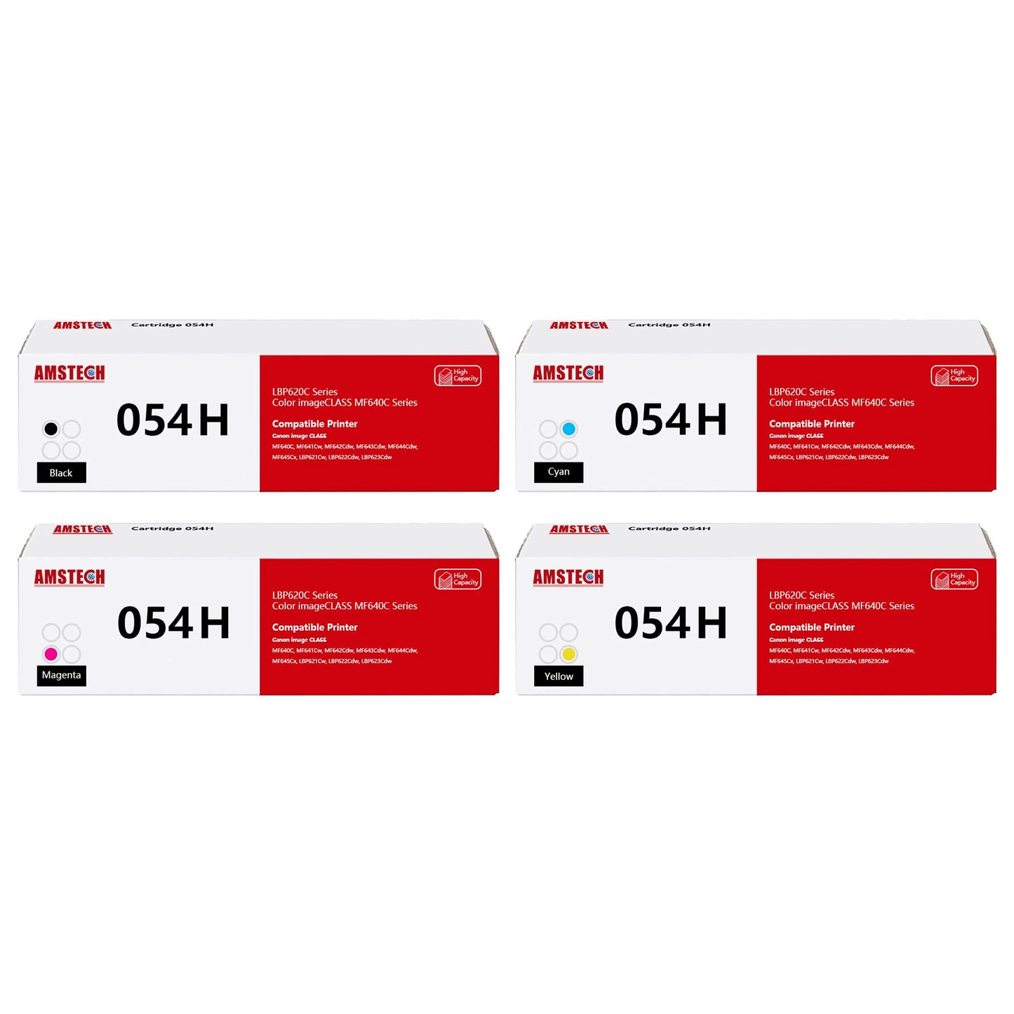 054H 054 4-Pack Toner Cartridge Compatible for Canon 054H 054 CRG-054H Color ImageCLASS MF644Cdw MF642Cdw MF641Cw LBP622Cdw MF640C Toner Printer Ink (Black Cyan Magenta Yellow )