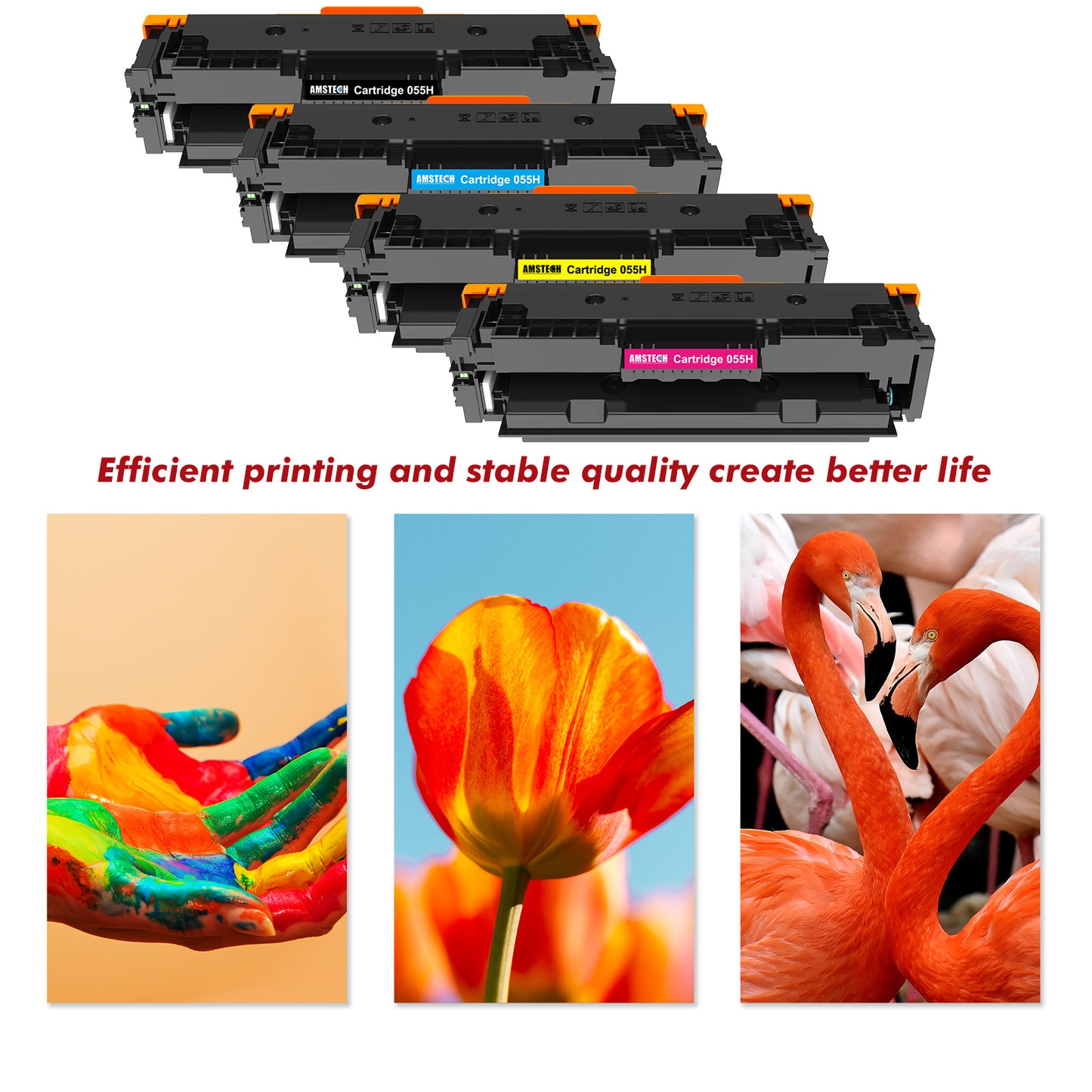 055H 055 Toner Cartridge Replacement Compatible for Canon Cartridge 055 055H Color ImageCLASS MF743Cdw MF741Cdw MF745Cdw MF746Cdw LBP664Cdw Laser Printer(Black Cyan Magenta Yellow 4PACK)
