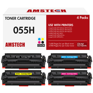 055H 055 Toner Cartridge Replacement Compatible for Canon Cartridge 055 055H Color ImageCLASS MF743Cdw MF741Cdw MF745Cdw MF746Cdw LBP664Cdw Laser Printer(Black Cyan Magenta Yellow 4PACK)