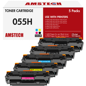 5-Pack 055 055H Toner Cartridge Compatible for Canon 055 055H CRG055 CRG-055H imageCLASS MF743Cdw MF741CDW MF742Cdw MF744Cdw MF746Cx MF745CDW MF746Cdw LBP664CX Printer (2x Black Cyan Magenta Yellow)
