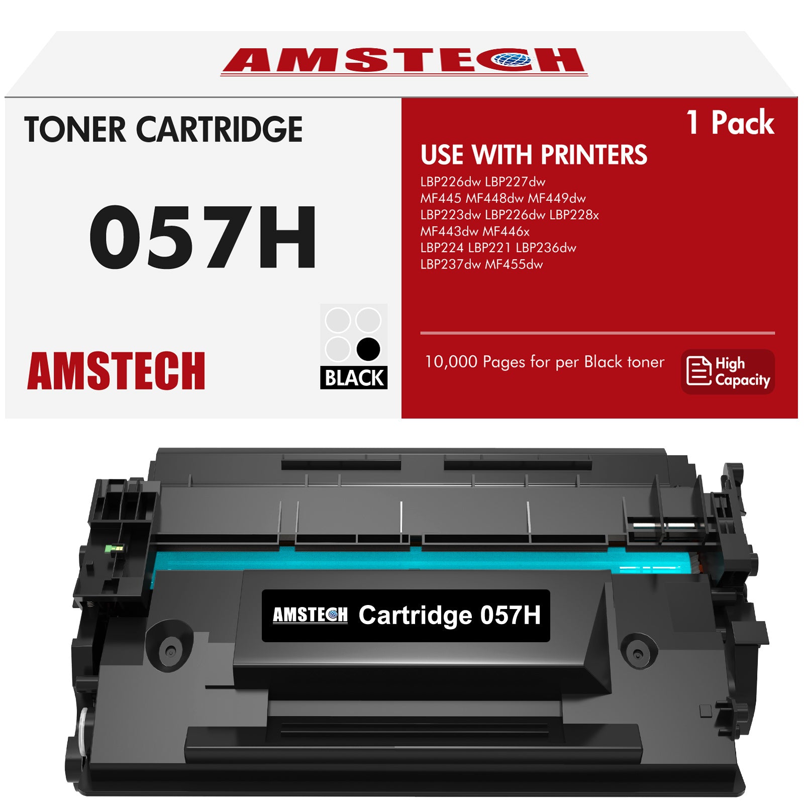 057H CRG-057H Black Toner Cartridge Compatible for Canon 057H 057 for ImageCLASS MF445dw MF448dw MF449dw LBP226dw LBP227dw LBP228dw MF445 Printer 1-PACK