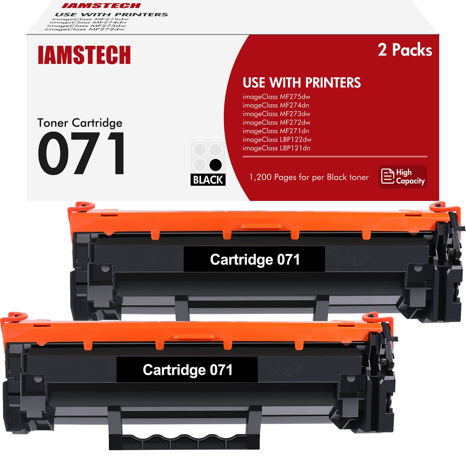 071 071H Toner Cartridge with Chip Compatible for Canon CRG-071 CRG-071H i-SENSYS LBP122dw MF272dw MF273dw MF275dw MF274dn MF271dn LBP121dn Printer (Black,2-Pack)
