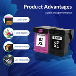 Carica l&#39;immagine nel visualizzatore di Gallery, IAMSTECH 62XL Ink Cartridges for HP 62 Ink works with HP Envy 5660 5540 5640 OfficeJet 200 250 5740 5745 Printer (Black, Tri-Color, 2-Pack)
