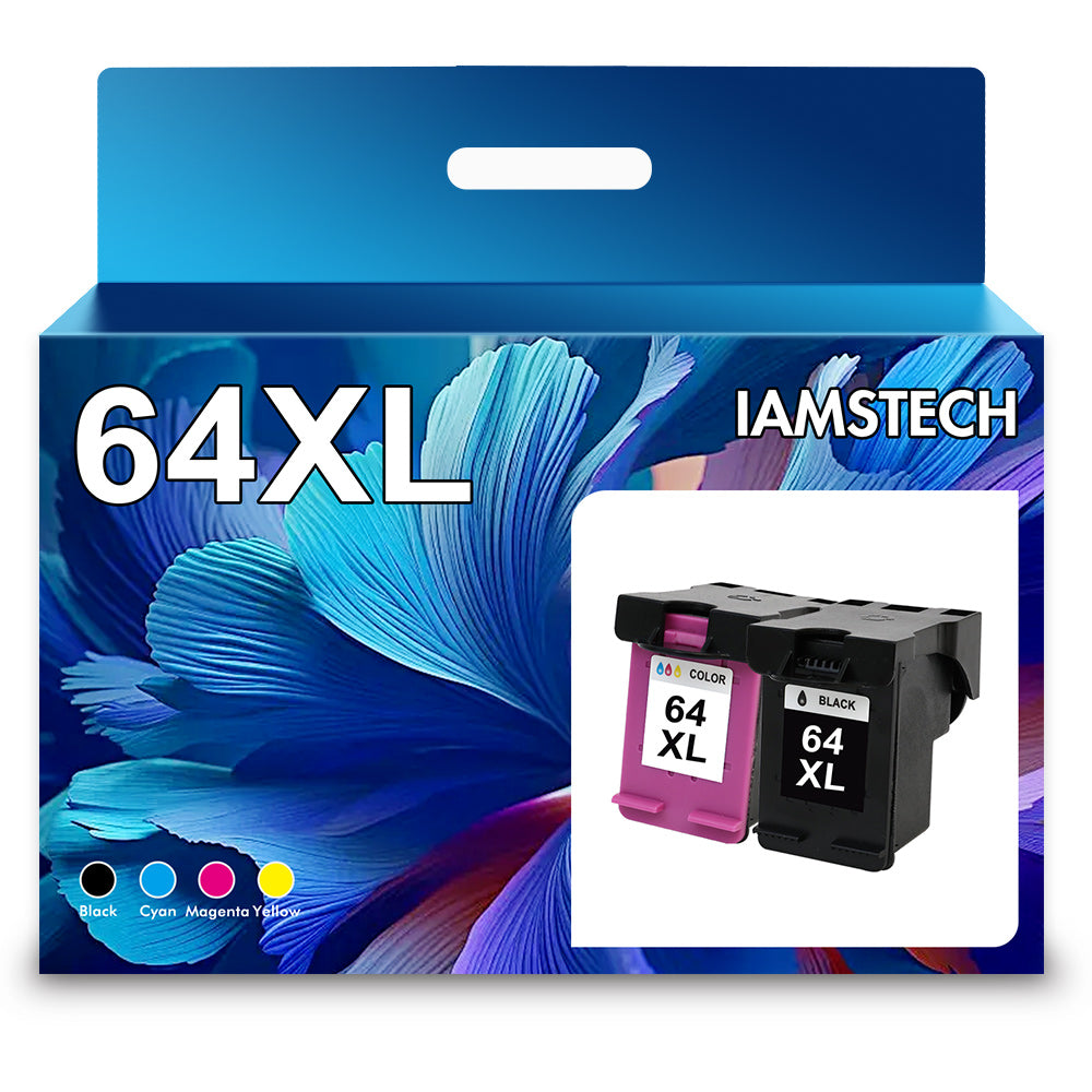 IAMSTECH 64XL Ink Replacement HP 64XL Ink Cartridge for HP Envy Photo 7855 7155 6255 6230 6252 6258 7120 6220 7130 7132 7158 7164 7820 7830 7858 7864 7800 Printer (1*Black 1*Tri-Color)