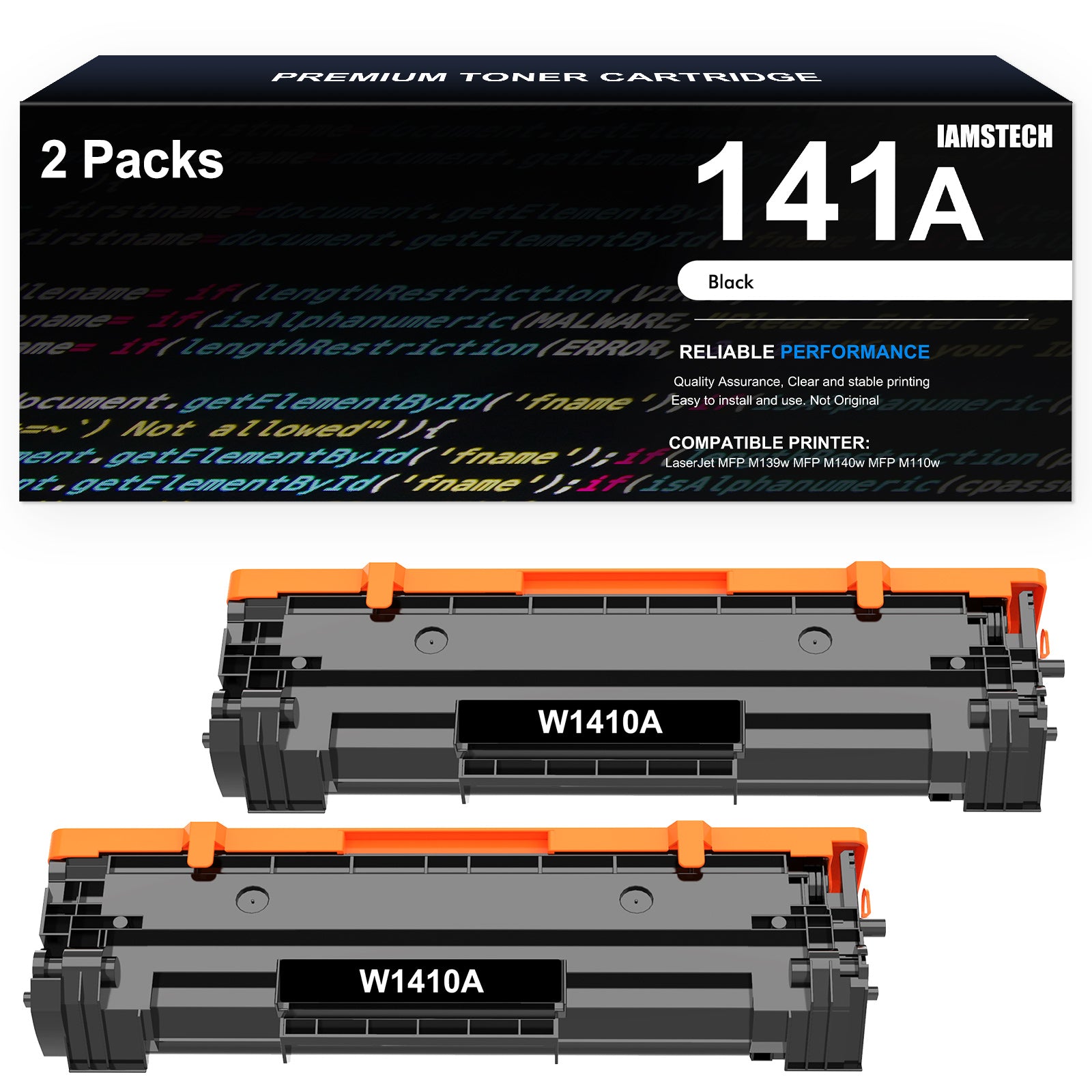 141A Toner Cartridge with Chip Compatible for HP 141A W1410A for HP LaserJet MFP M140w M139w M110w Printer (2 * Black)