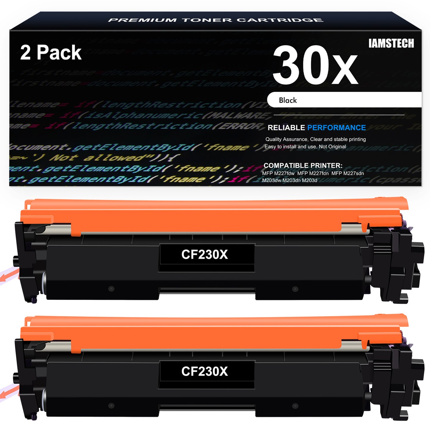 30X 30A Toner Cartridge Compatible for HP 30X 30A CF230X CF230A for HP LaserJet Pro MFP M227fdw M227fdn Pro M203dw M203d M203dn High Yield Printer (Black 2-Pack)