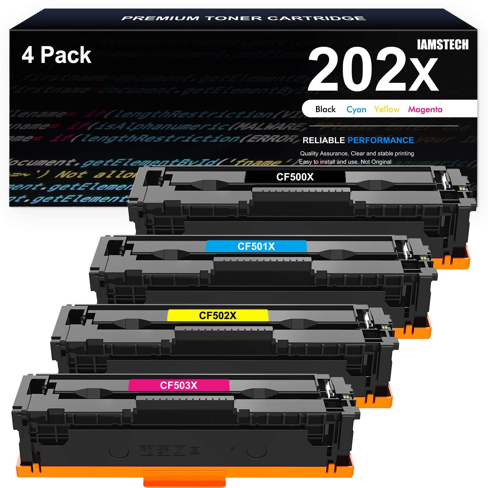202X 202A Toner Cartridge Replacement Compatible for HP 202X CF500X 202A CF500A for Color Laserjet Pro MFP M281fdw M281cdw M254dw M281fdn M254 M281 Printer Ink(Black, Cyan, Magenta, Yellow 4-Pack)