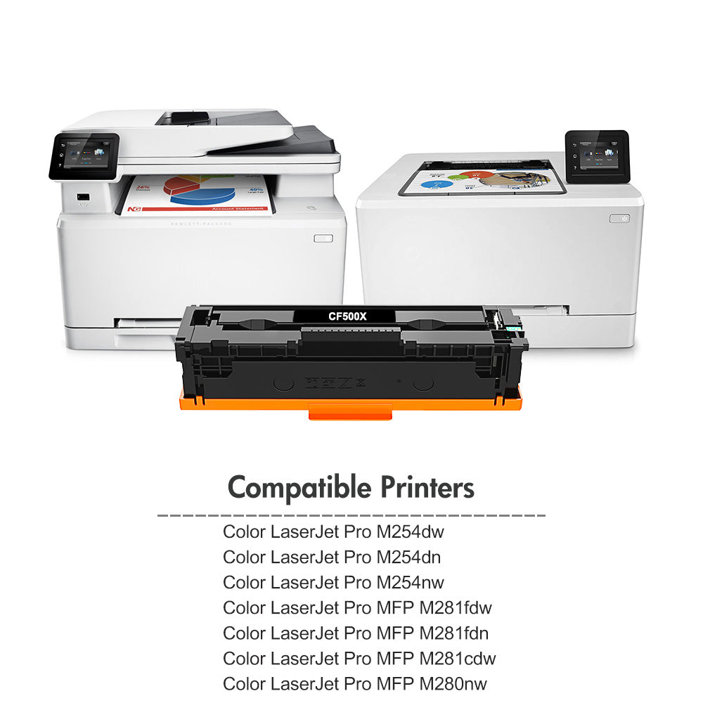 202X 202A Toner Cartridge Replacement Compatible for HP 202X CF500X 202A CF500A for Color Laserjet Pro MFP M281fdw M281cdw M254dw M281fdn M254 M281 Printer Ink(Black, Cyan, Magenta, Yellow 4-Pack)