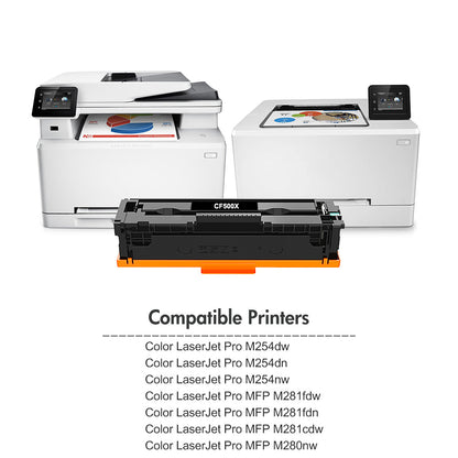 202X 202A Toner Cartridge Replacement Compatible for HP 202X CF500X 202A CF500A for Color Laserjet Pro MFP M281fdw M281cdw M254dw M281fdn M254 M281 Printer Ink(Black, Cyan, Magenta, Yellow 4-Pack)
