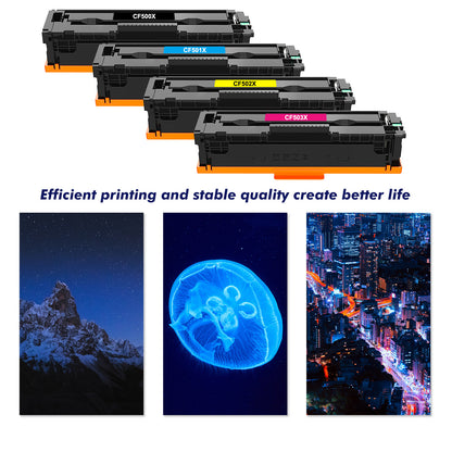 202X 202A Toner Cartridge Replacement Compatible for HP 202X CF500X 202A CF500A for Color Laserjet Pro MFP M281fdw M281cdw M254dw M281fdn M254 M281 Printer Ink(Black, Cyan, Magenta, Yellow 4-Pack)