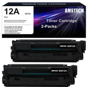 12A Compatible Toner Ink Cartridge for HP 12A Q2612A 1020 Laserjet 1022 1020 1010 1012 M1319 MFP 3055 MFP 3050 3030 3020 3050 M1005 MFP 1015 1018 3015 3050z 3052 3055 Printer (Q2612AC | Black, 2-Pack)