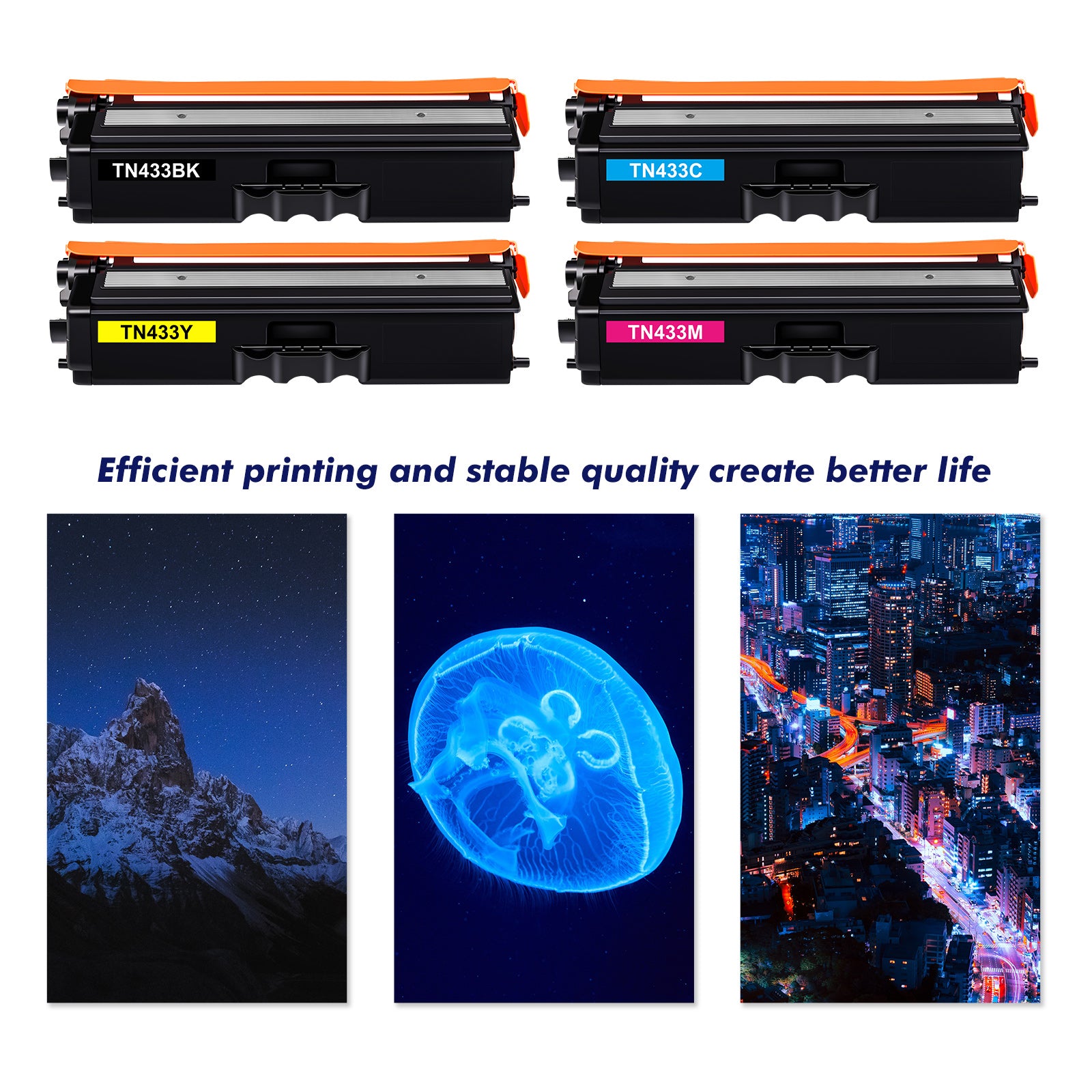 TN433 TN433BK 4-Pack Toner Cartridges Compatible for Brother TN-433C TN-433M TN-433Y MFC-L8900CDW HL-L8360CDW L8260CDW MFC-L8610CDW HL-L8360CDWT(Black Cyan Magenta Yellow)