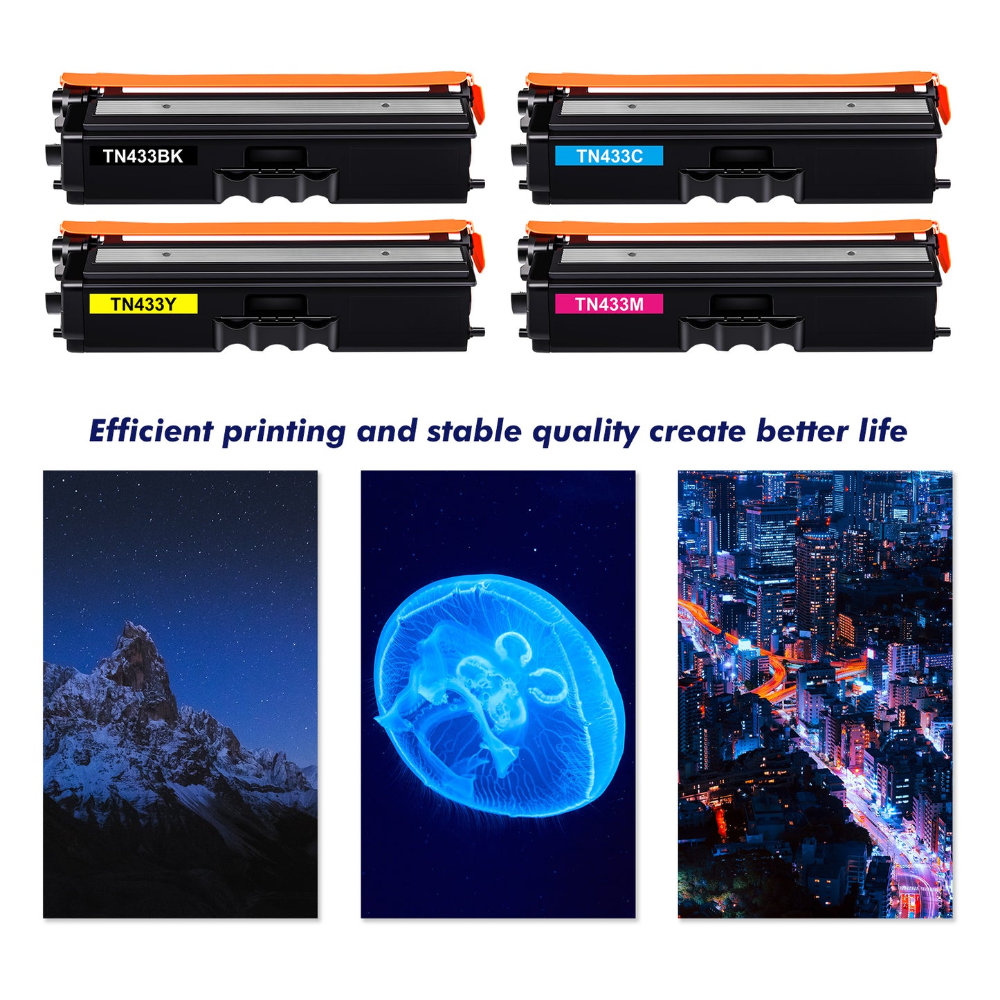 TN433 TN433BK 4-Pack Toner Cartridges Compatible for Brother TN-433C TN-433M TN-433Y MFC-L8900CDW HL-L8360CDW L8260CDW MFC-L8610CDW HL-L8360CDWT(Black Cyan Magenta Yellow)