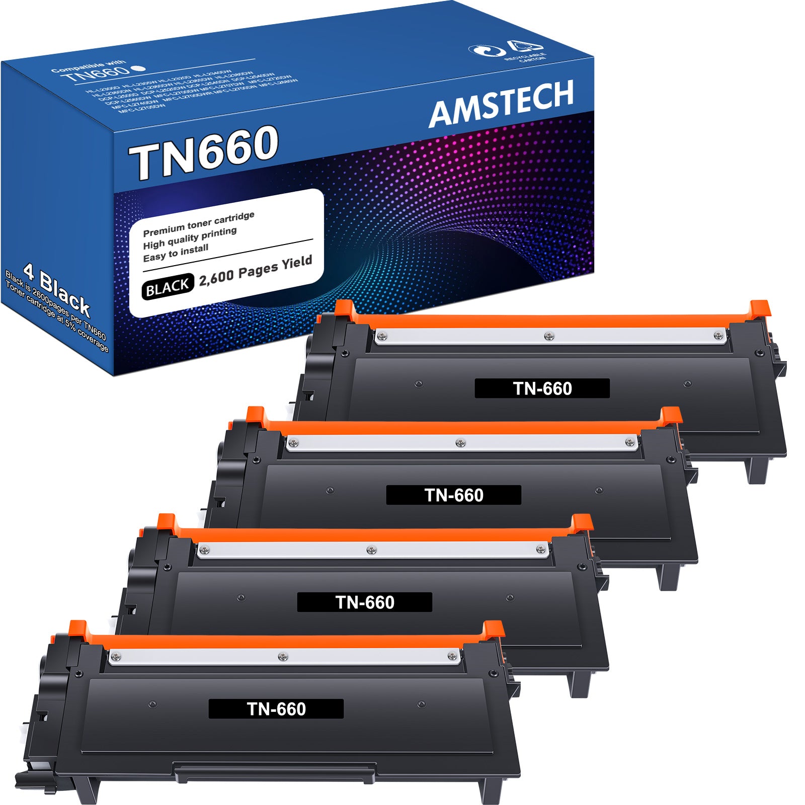 2Pack TN660 Toner Cartridge For Brother TN630 HL-L2340DW DCP-L2520DW DCP-L2540DW  