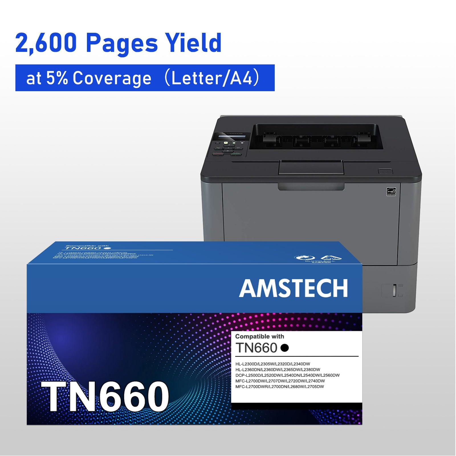 TN660 Toner Cartridge Compatible for Brother TN660 TN-660 TN 660 TN630 for HL-L2380DW MFC-L2700DW HL-L2300D HL-L2320D HL-L2340DW DCP-L2540DW MFC-L2685DW Printer Ink (TN6602PK Black)