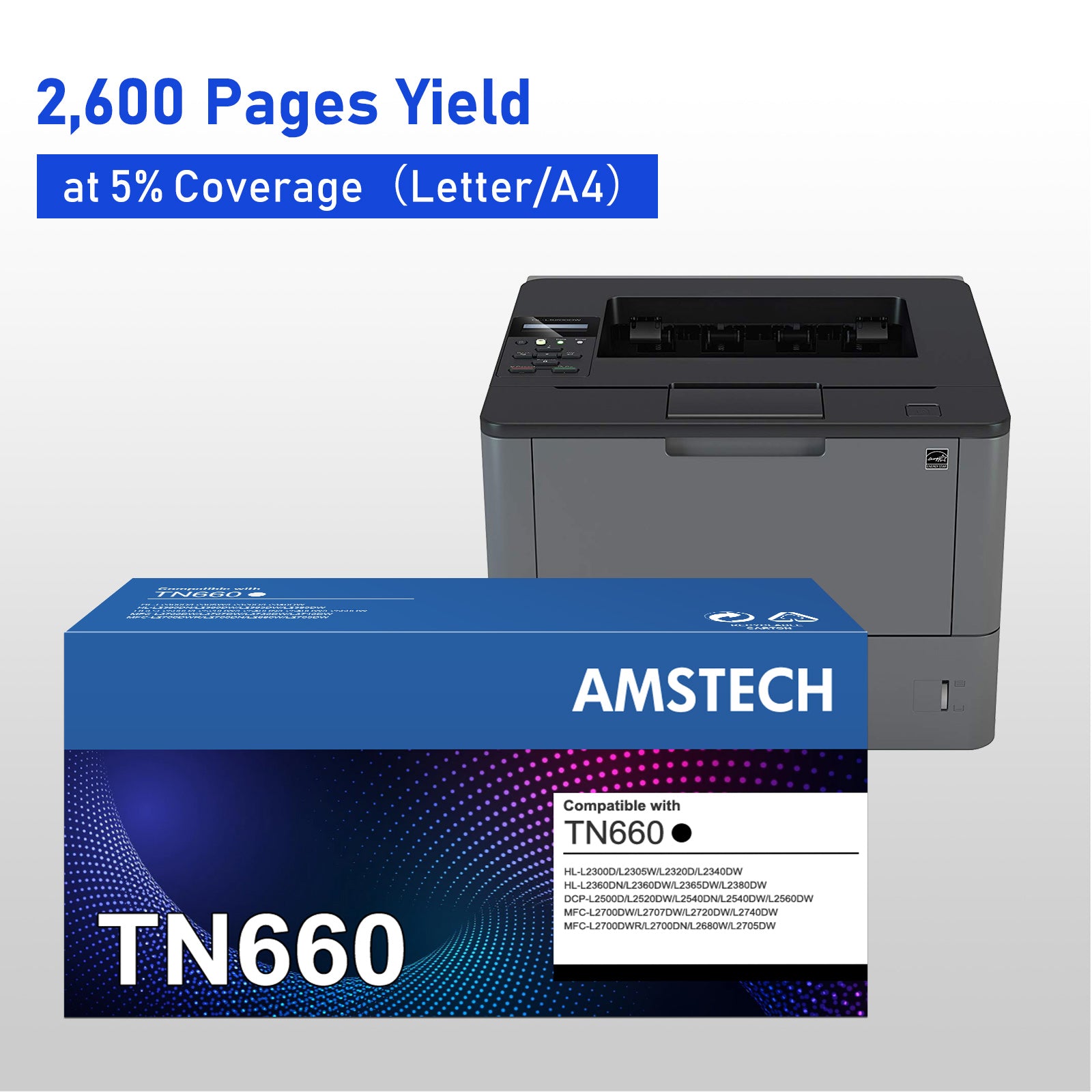 TN660 Toner Cartridge Compatible for Brother TN660 TN-660 TN 660 TN630 HL-L2380DW MFC-L2700DW HL-L2300D HL-L2320D HL-L2340DW DCP-L2540DW Printer Ink (High Yield 4 Black)