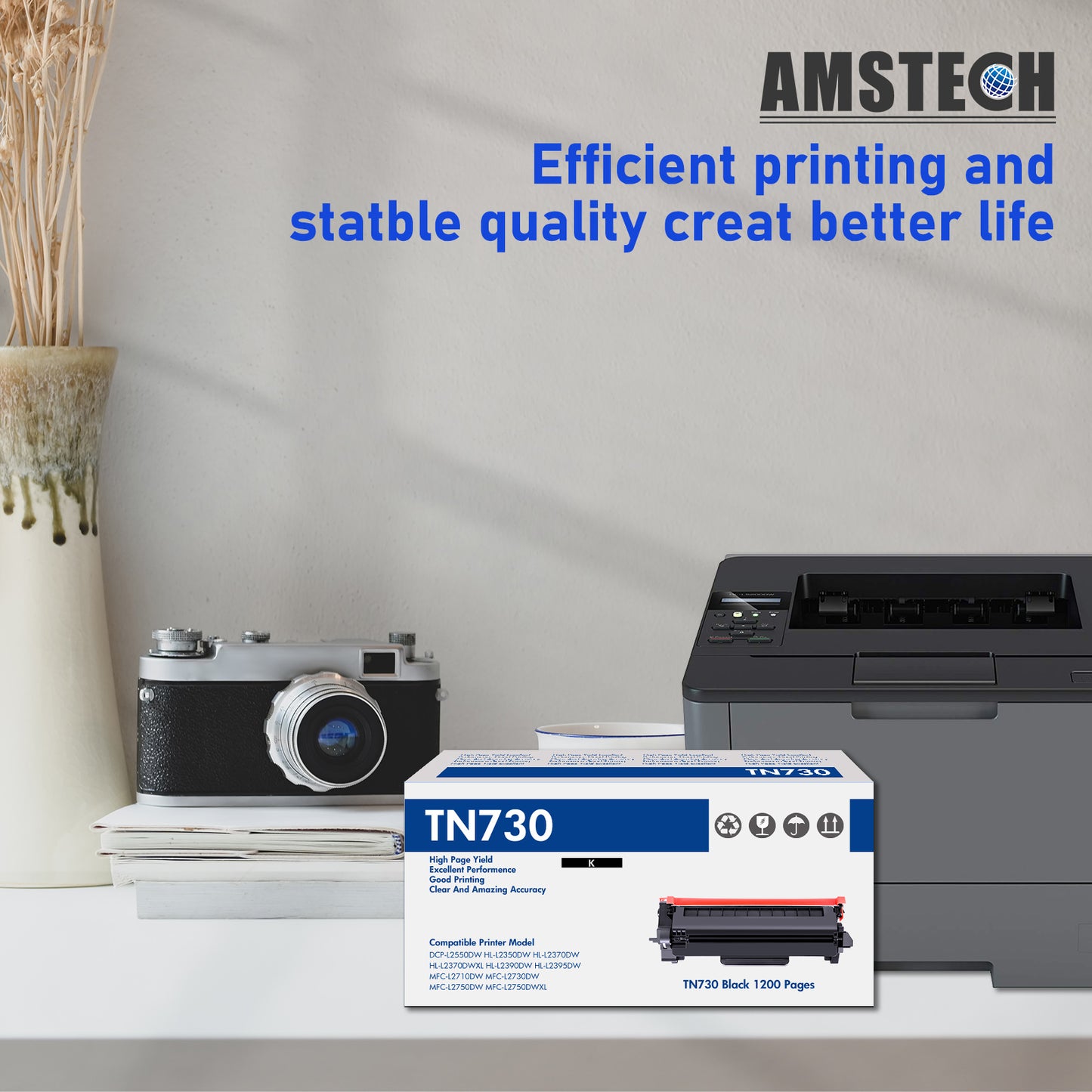 TN730 Toner Cartridge Replacement Compatible for Brother TN-730 TN730 TN-760 High Yield Compatible with DCP-L2550DW HL-L2350DW HL-L2370DW HL-L2395DW HL-L2370DWXL MFC-L2710DW (Black, 2Pack)