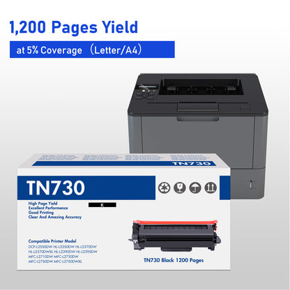 TN730 Toner Cartridge Replacement Compatible for Brother TN-730 TN730 TN-760 High Yield Compatible with DCP-L2550DW HL-L2350DW HL-L2370DW HL-L2395DW HL-L2370DWXL MFC-L2710DW (Black, 2Pack)