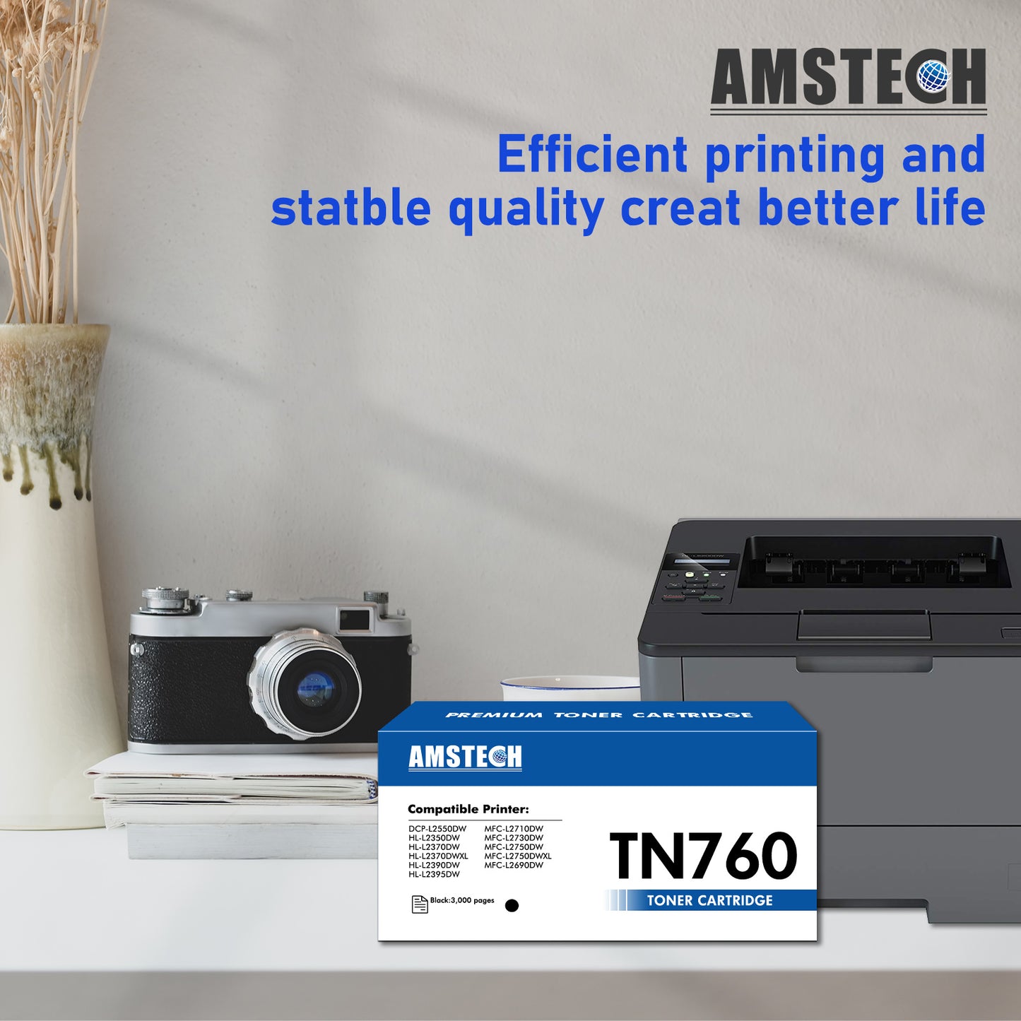 TN760 TN-760 Toner Cartridge Compatible for Brother TN760 TN 760 TN730 TN-730 DCP-L2550DW MFC-L2710DW MFC-L2750DW HL-L2350DW HL-L2395DW MFC-L2750DW Printer Ink (Black, 2-Pack)