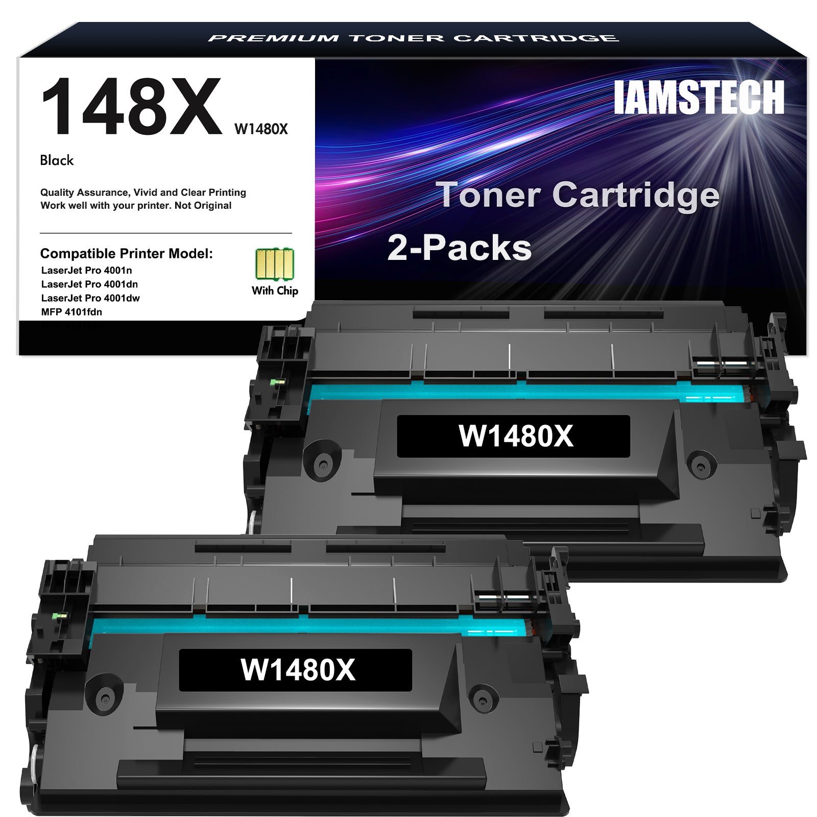 148X Toner Cartridge 148A High Yield Compatible for HP W1480X 148X 148A Laserjet Pro 4001dn MFP 4101fdw 4101fdn 4001n 4001dn 4001dw (2-Pack)