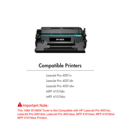 148X Toner Cartridge 148A High Yield Compatible for HP W1480X 148X 148A Laserjet Pro 4001dn MFP 4101fdw 4101fdn 4001n 4001dn 4001dw (2-Pack)