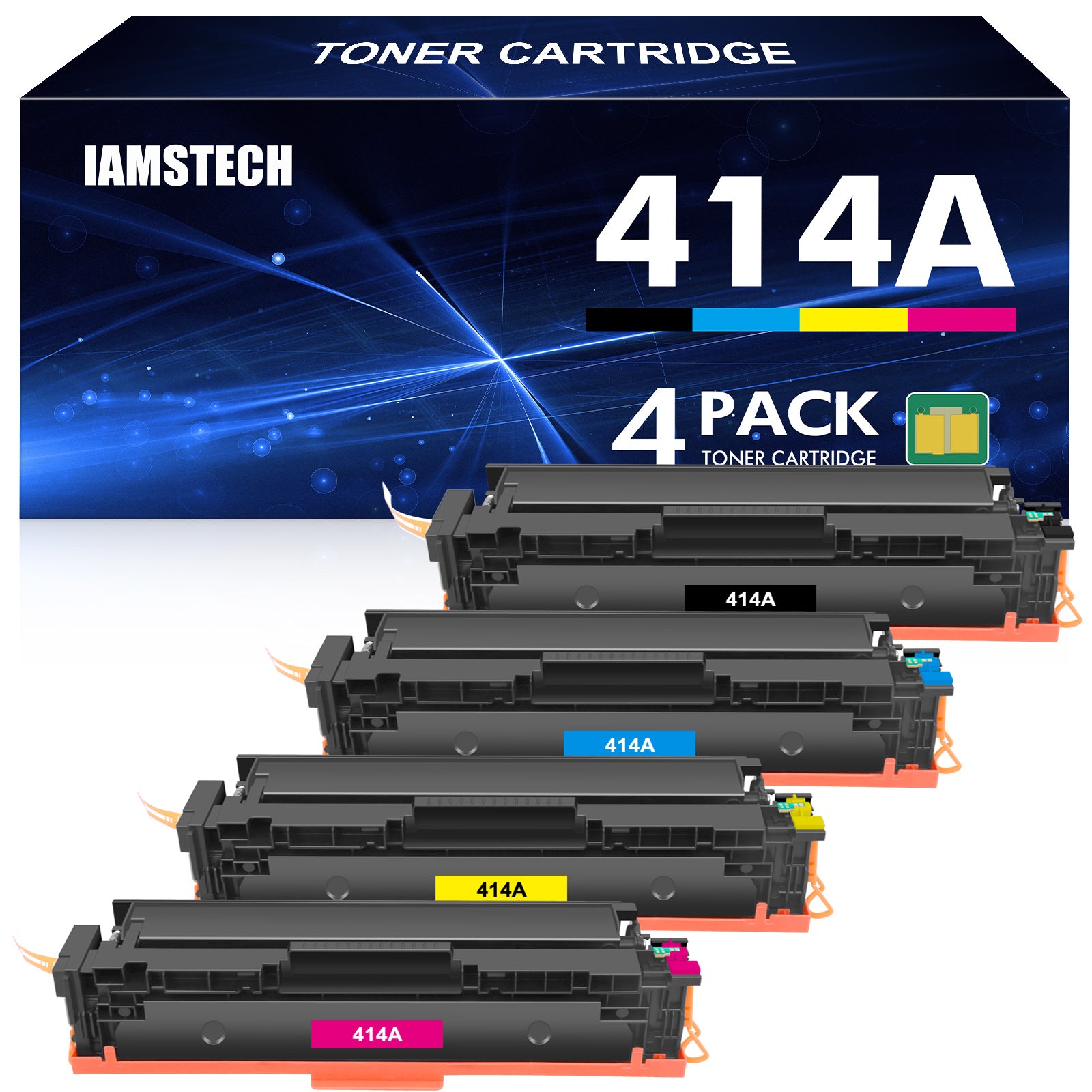 414A Toner Cartridge 4-Pack with Chip Compatible for HP 414A 414X Color LaserJet Pro MFP M479 M479fdw M479fdn M454 M454dn M454dw Enterprise MFP M480f (Black, Cyan, Magenta, Yellow)